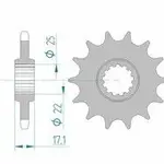 Pignon AFAM 13 dents acier type 20405 pas 525 HONDA VFR 400 R