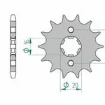 Pignon AFAM 14 dents acier type 21208 pas 428 HM-HONDA CRE F 125 RR