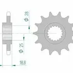Pignon AFAM 17 dents acier type 61600 pas 525 APRILIA ETV 1000 Caponord