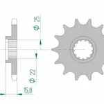 Pignon AFAM 14 dents acier type 24508 pas 525 KAWASAKI ZX 6 R