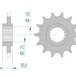 Pignon AFAM 18 dents acier type 61600 pas 525 APRILIA ETV 1000 Caponord