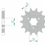 Pignon AFAM 16 dents acier type 22502 pas 530 SUZUKI GT 380