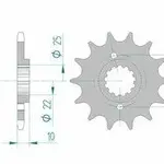 Pignon AFAM 14 dents acier type 20509 pas 520 HONDA NX 500
