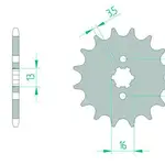 Pignon AFAM 15 dents acier type 22100 pas 420 SUZUKI AP 50