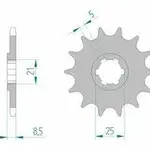 Pignon AFAM 14 dents acier type 24302 pas 520 CAGIVA WMX 250