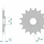 Pignon AFAM 14 dents acier type 94120 pas 420 HUSQVARNA CR 65