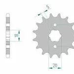 Pignon AFAM 14 dents acier type 26200 pas 428 GILERA 125 Coguar