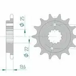 Pignon AFAM 14 dents acier type 20517 pas 520 HONDA XR 650 R