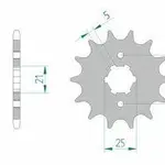 Pignon AFAM 13 dents acier type 21308 pas 520 SACHS (HERCULES) 125 Roadster