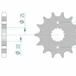 Pignon AFAM 14 dents acier type 24500 pas 530 KAWASAKI Z 250
