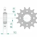 Pignon AFAM 15 dents acier type 20609 pas 525 HONDA RVF 750 R