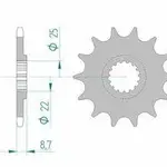 Pignon AFAM 12 dents acier type 73301 pas 520 BETA RR 250 2T Enduro