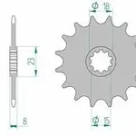 Pignon AFAM 14 dents acier type 94108 pas 415 APRILIA 50 Classic