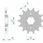 Pignon AFAM 14 dents acier type 20508 pas 520 HONDA NX 500 Dominator