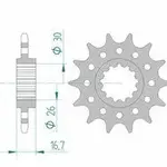 Pignon AFAM 16 dents acier type 20608 pas 520 HONDA CB 900 F Hornet