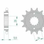 Pignon AFAM 16 dents acier type 20606 pas 525 HONDA XRV 750 Africa Twin