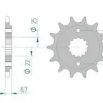 Pignon AFAM 16 dents acier type 24501 pas 520 KAWASAKI BJ 250