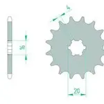 Pignon AFAM 14 dents acier type 30100 pas 420 KAWASAKI KX 60