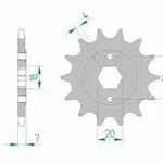 Pignon AFAM 12 dents acier type 20202 pas 520 AJP PR3 125 Enduro