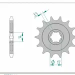 Pignon AFAM 14 dents acier type 24203 pas 428 KAWASAKI KLX 125
