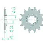 Pignon AFAM 13 dents acier anti-boue type 73301 pas 520 KTM EXC-F 250