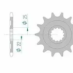 Pignon AFAM 13 dents acier anti-boue type 27502 pas 520 KAWASAKI KX 450 F