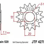 Pignon JT SPROCKETS 13 dents acier anti-boue pas 520 type 427SC Suzuki