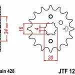Pignon JT SPROCKETS 14 dents acier pas 428 type 1263