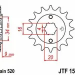 Pignon JT SPROCKETS 13 dents acier pas 520 type 1554 Yamaha YFS200 BLASTER