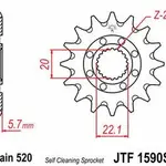 Pignon JT SPROCKETS 14 dents acier anti-boue pas 520 type 1590SC Yamaha YZ250F