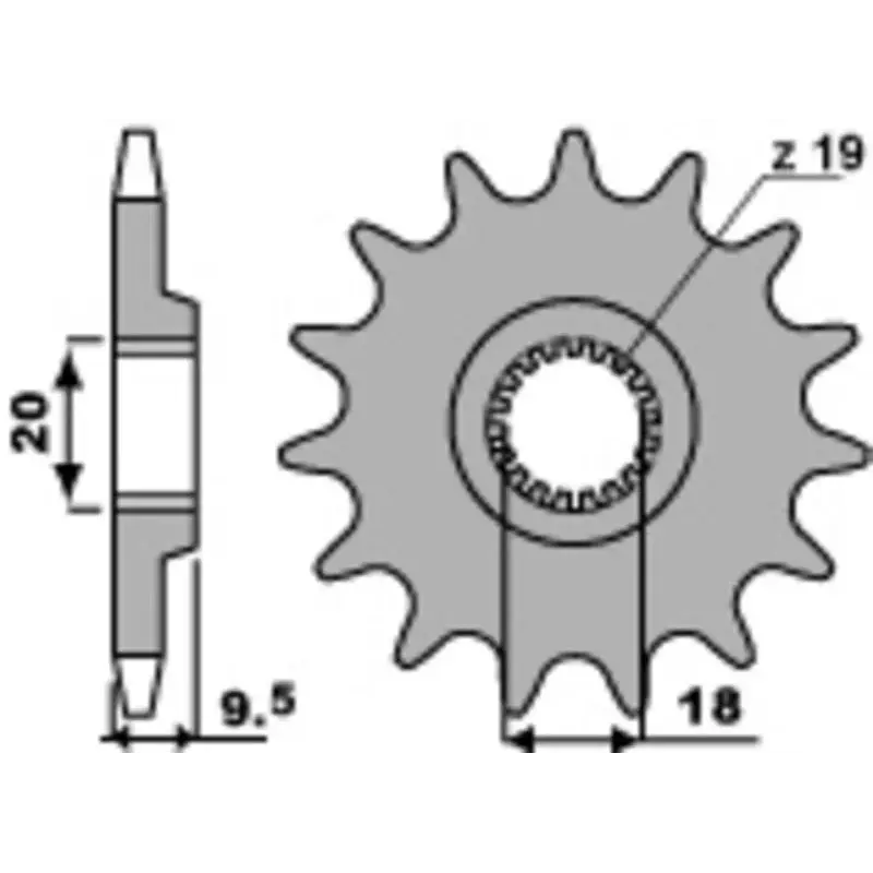 Pignon PBR 13 dents acier pas 520 type 333 Honda CR125R