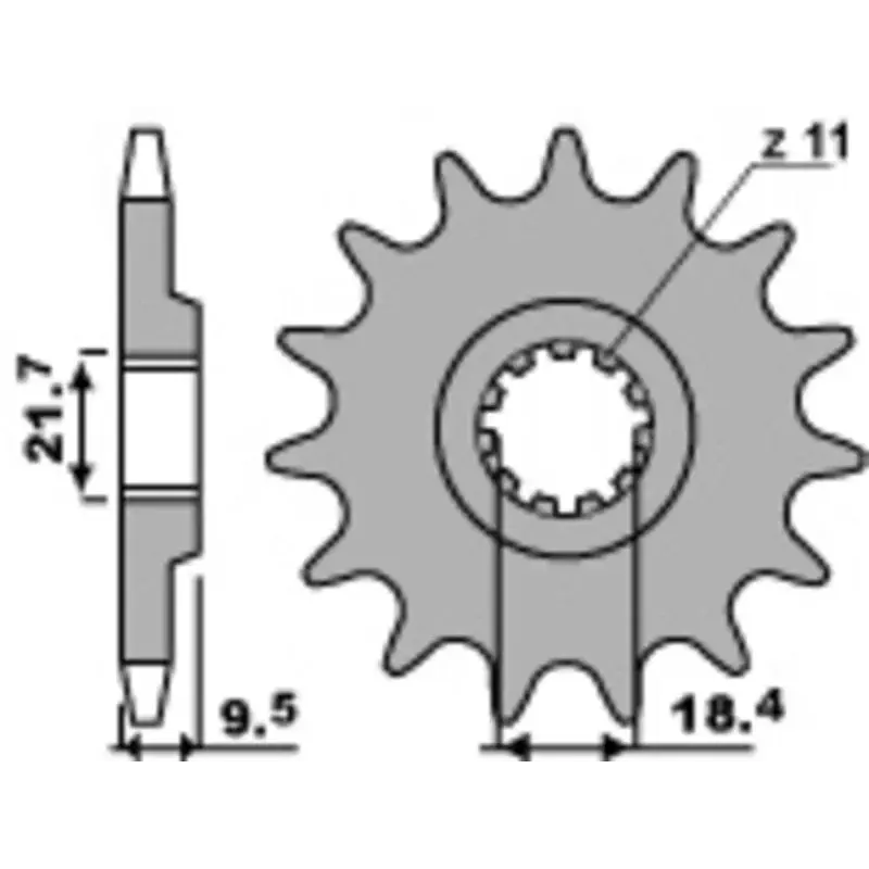 Pignon PBR 14 dents acier pas 520 type 334 Honda CR250R