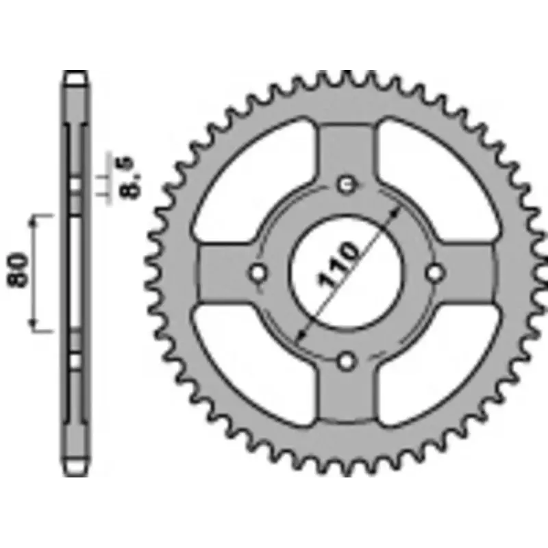Couronne PBR 42 dents acier standard pas 428 type 4597