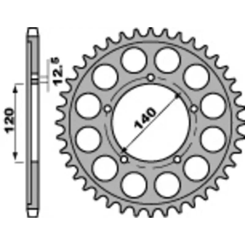 Couronne PBR 41 dents acier standard pas 530 type 4459