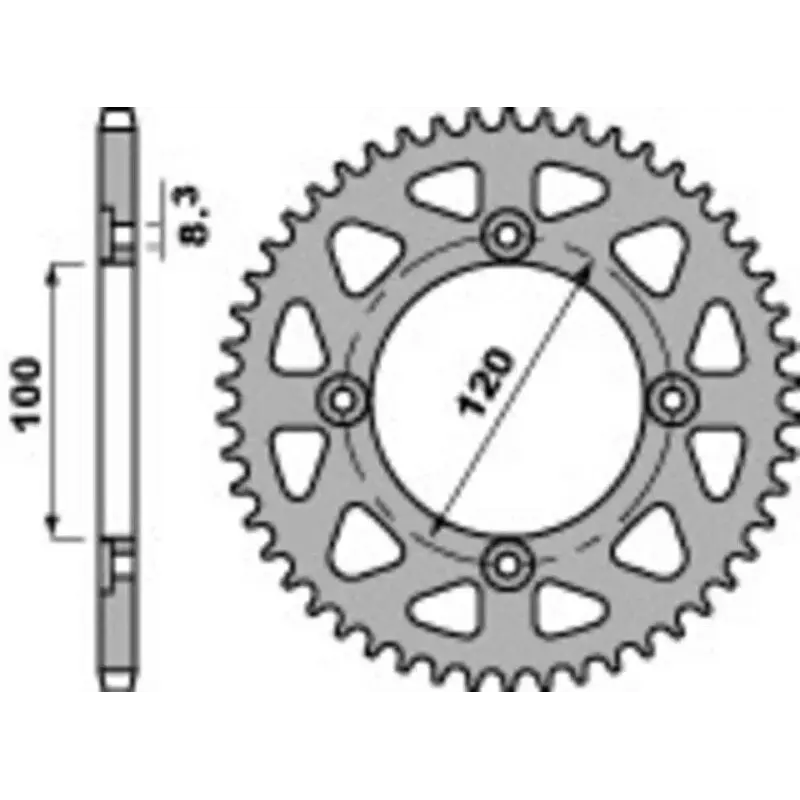 Couronne PBR 50 dents acier standard pas 420 type 4453