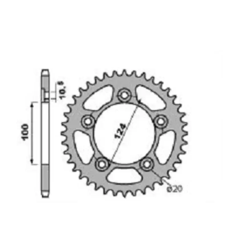 Couronne PBR 36 dents acier standard pas 520 type 4444