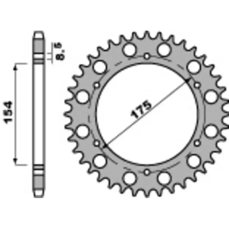 Couronne PBR 43 dents acier standard pas 530 type 258