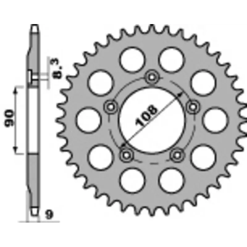 Couronne PBR 38 dents acier standard pas 520 type 1026