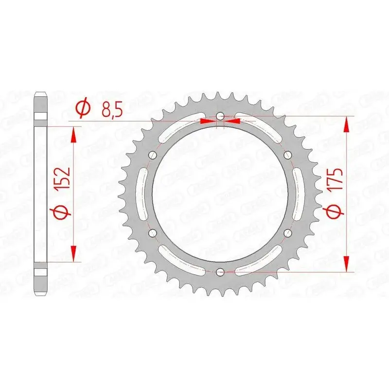 Couronne AFAM 43 dents acier pas 520 type 12301 Yamaha