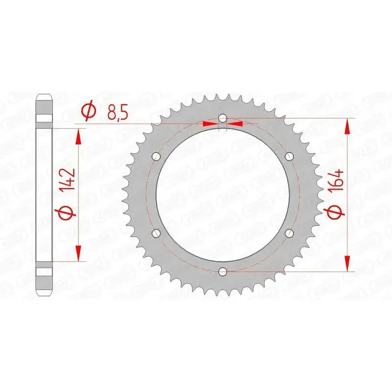 Couronne AFAM 52 dents acier pas 428 type 65200 Hyosung