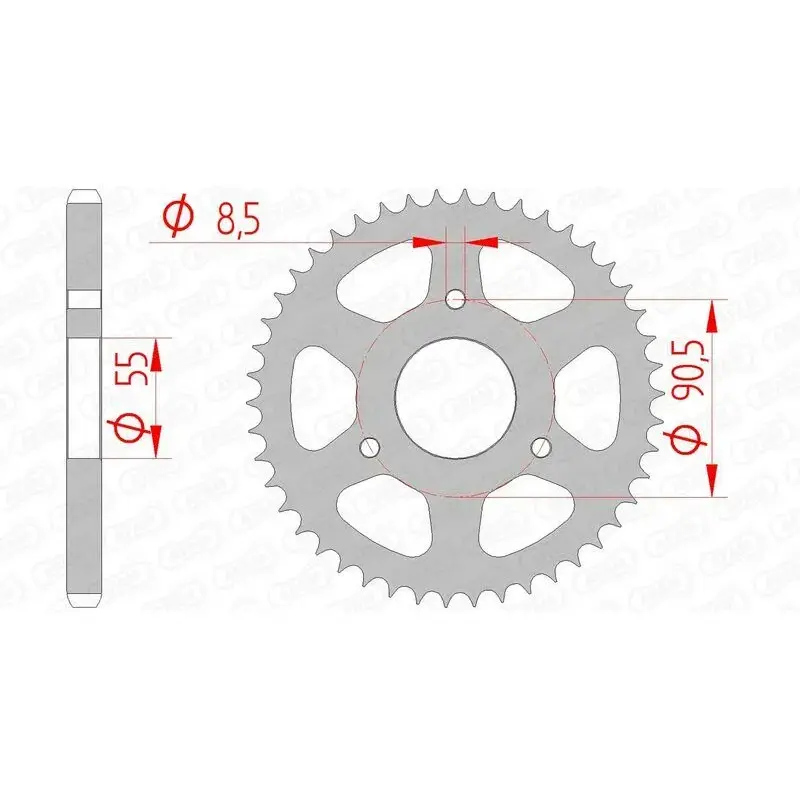Couronne AFAM 46 dents acier pas 428 type 80200 Rieju RS2 125 PRO