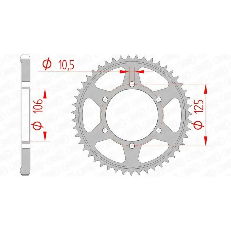 Couronne AFAM 47 dents acier pas 525 type 86605 Triumph