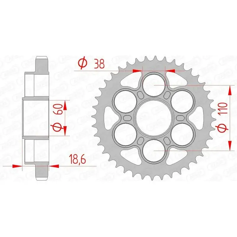 Couronne AFAM 40 dents acier pas 530 type 50900 Ducati Multistrada 1200
