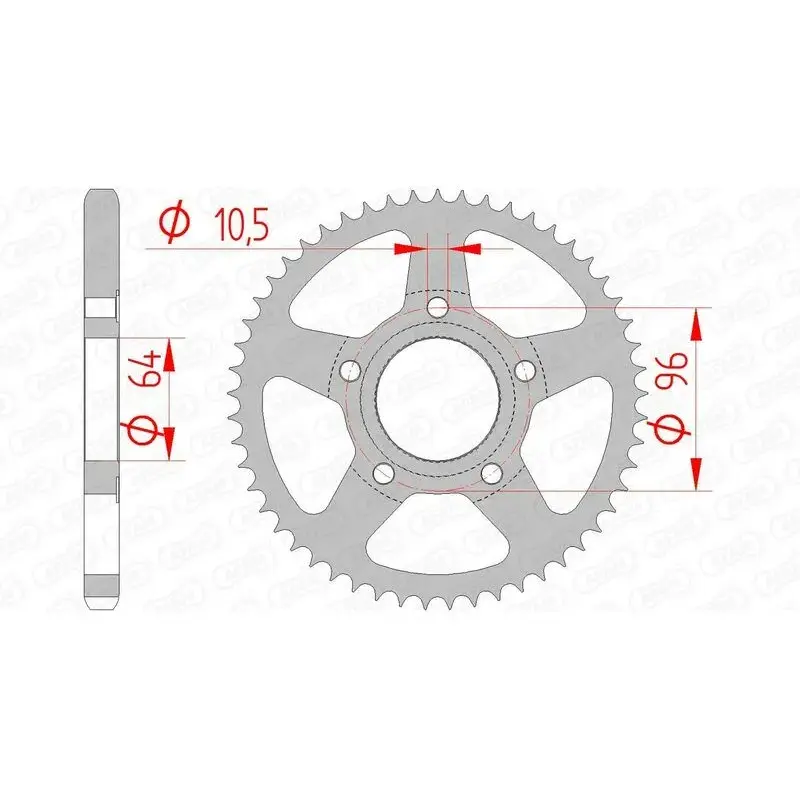 Couronne AFAM 53 dents acier pas 428 type 10203 Honda XL125R