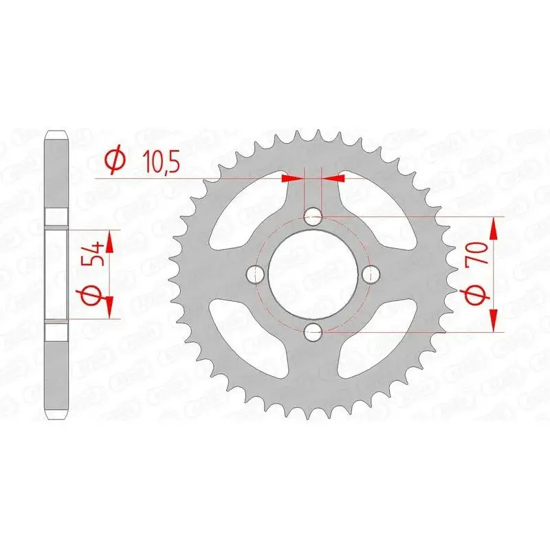 Couronne AFAM 42 dents acier pas 428 type 10229 Honda CBR125R