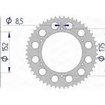 Couronne AFAM 52 dents alu pas 520 type 13301 Yamaha WR200