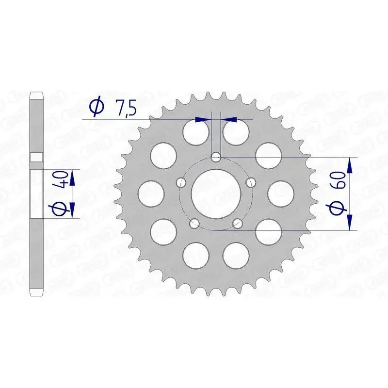 Couronne AFAM 40 dents alu pas 415 type 72105 KTM SX50