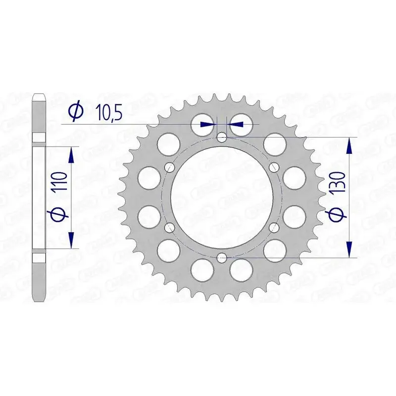 Couronne AFAM 43 dents alu pas 520 type 17500