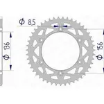 Couronne AFAM 52 dents alu ultra-light pas 520 type 15206N