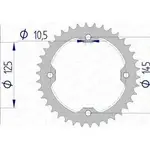 Couronne AFAM 38 dents alu pas 520 type 13407 Yamaha